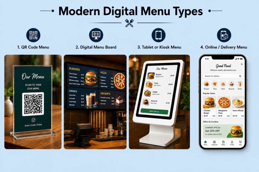 modern digital menu types