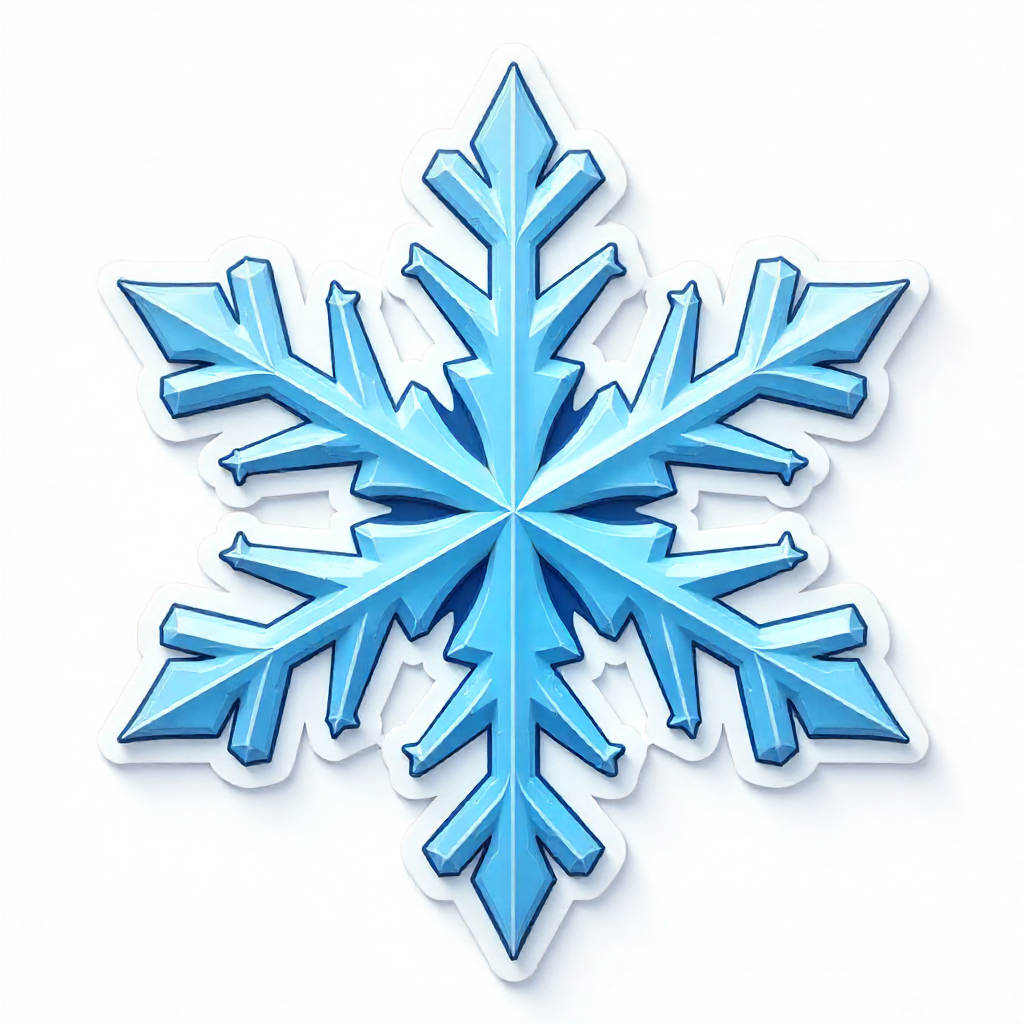 Icy Blue Geometric Snowflake Sticker