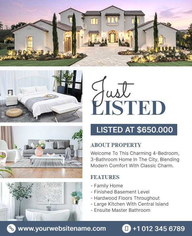 Modern Home Just Listed Flyer Template