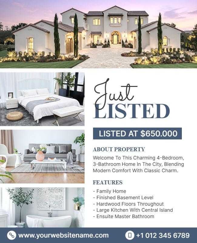 modern property listing flyer featuring a modern design to attract buyers.