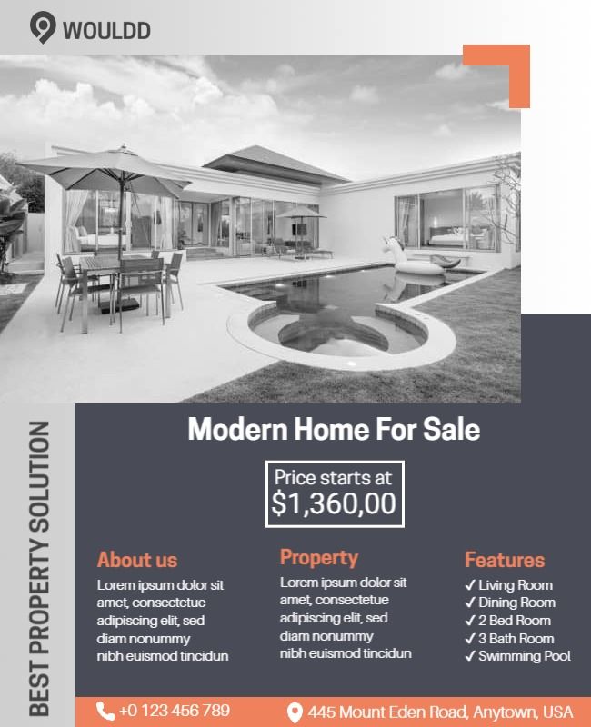 property sale flyer featuring a modern design to attract buyers.