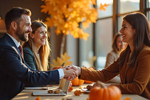 Modern Office Thanksgiving Celebration Image