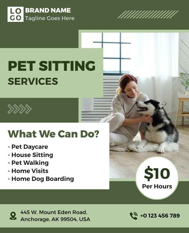 Modern Pet Sitting Service Flyer Template