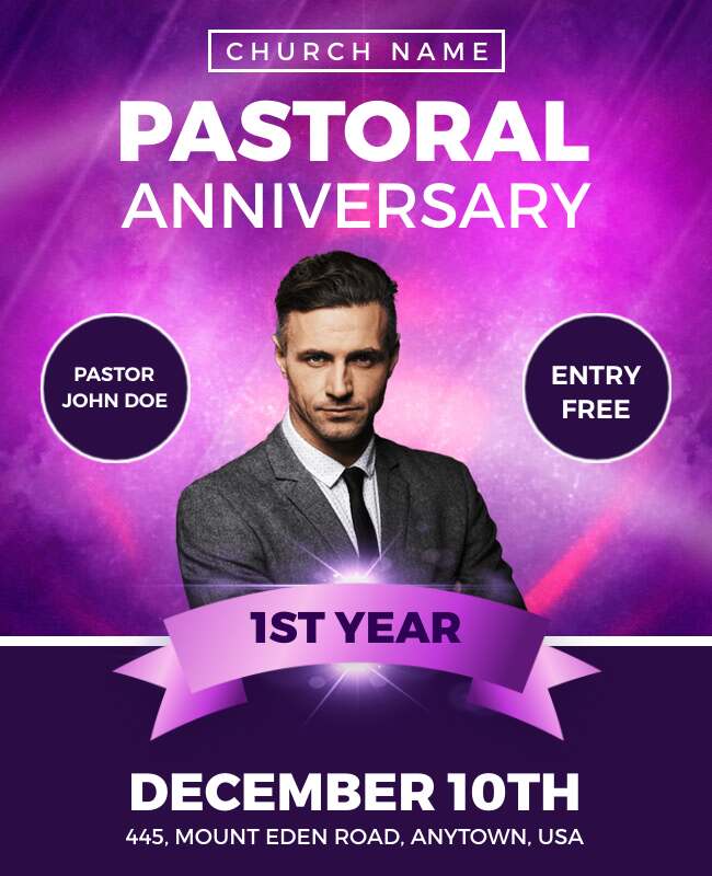 Modern Church Pastoral Anniversary Celebration Flyer Template