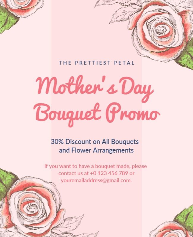 floral-themed mother's day flyer offering special discounts