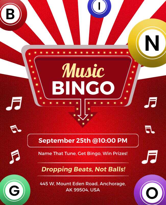 Music Bingo Night Event Flyer Template