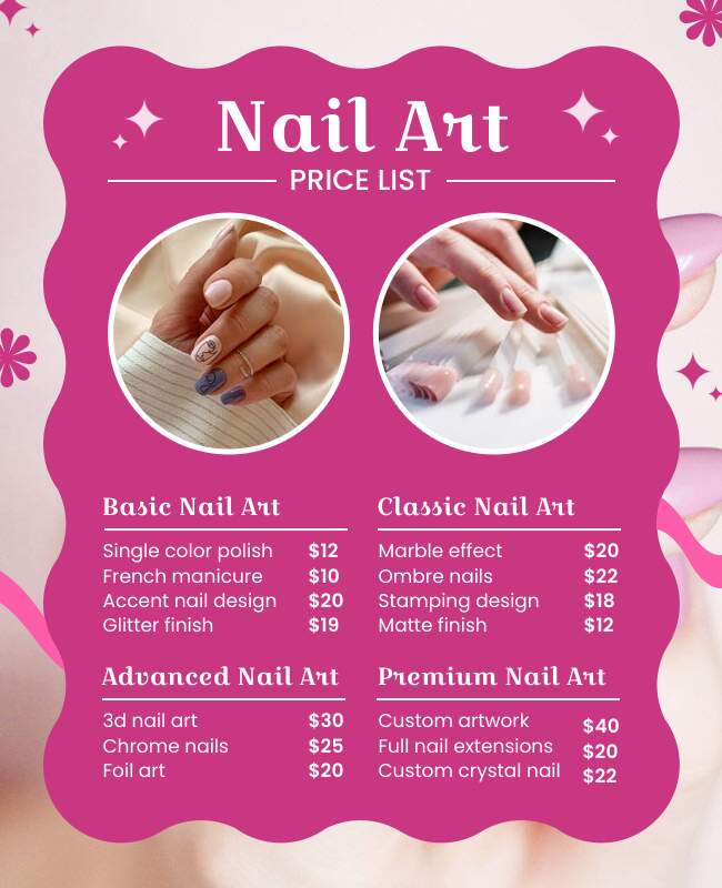 Nail Art Price List Flyer Template