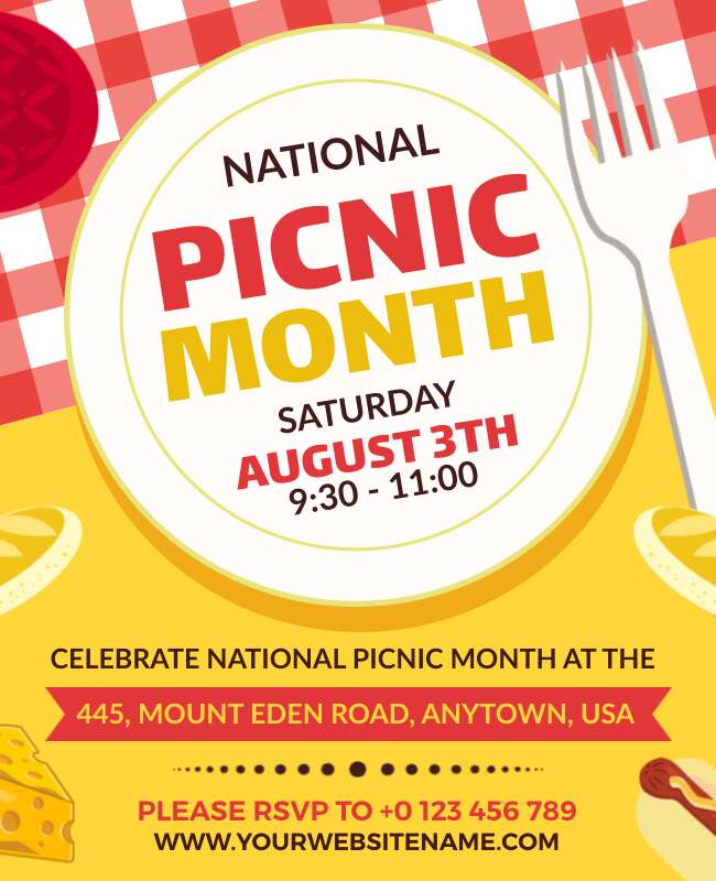 National Picnic Month Celebration Flyer Template