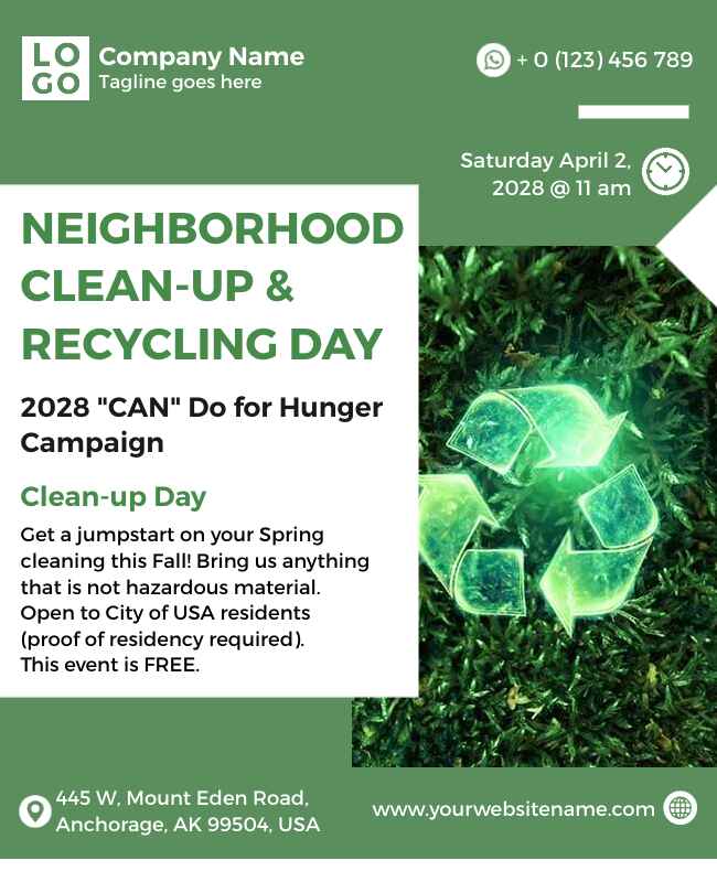 Neighborhood Clean Up and Recycling Day Flyer Template