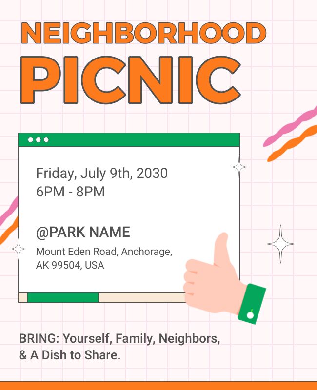 Neighborhood Picnic Flyer Template