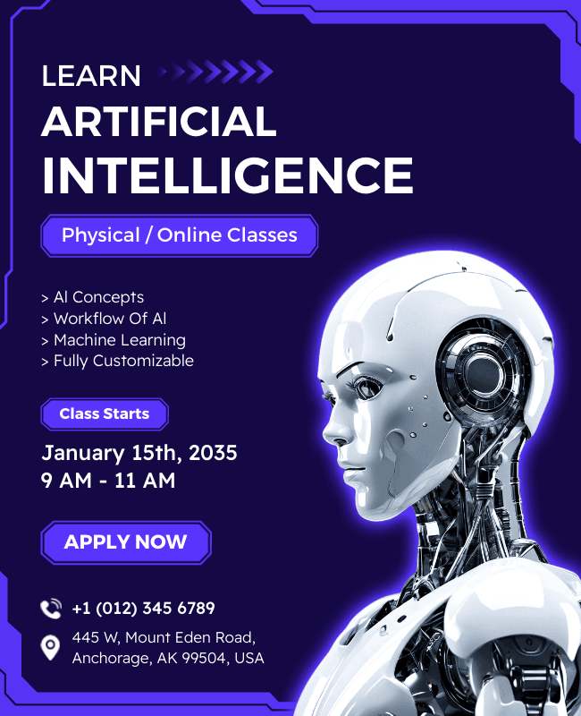 AI learner flyer with structured content, engaging visuals, and key insights on artificial intelligence