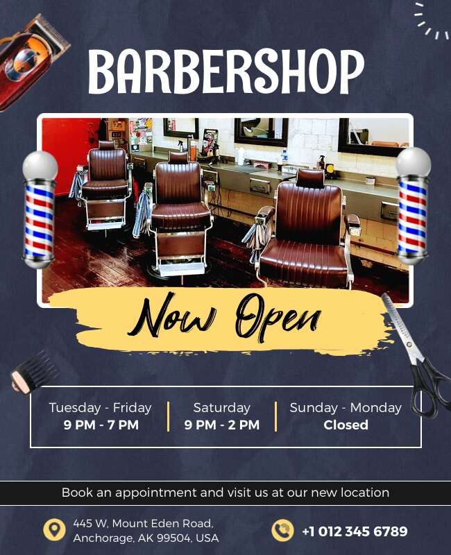 New Opening Barbershop Flyer Template