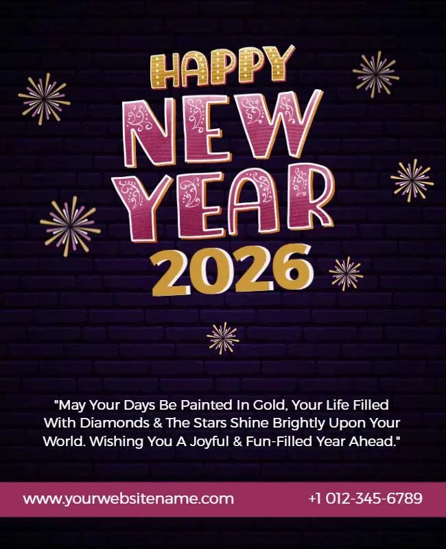 new year 2026 celebration festive professional poster template