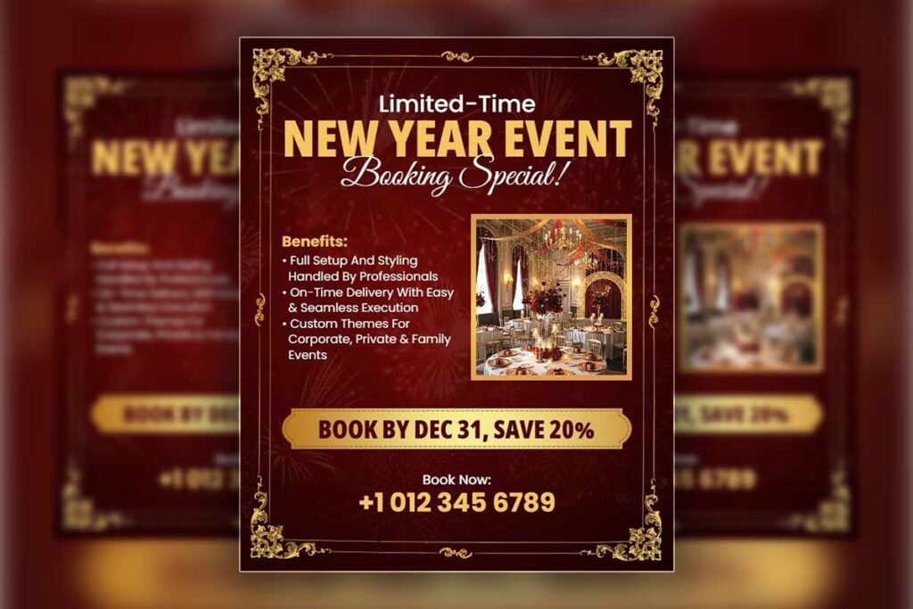 New Year Event Booking Promotion Flyer Template