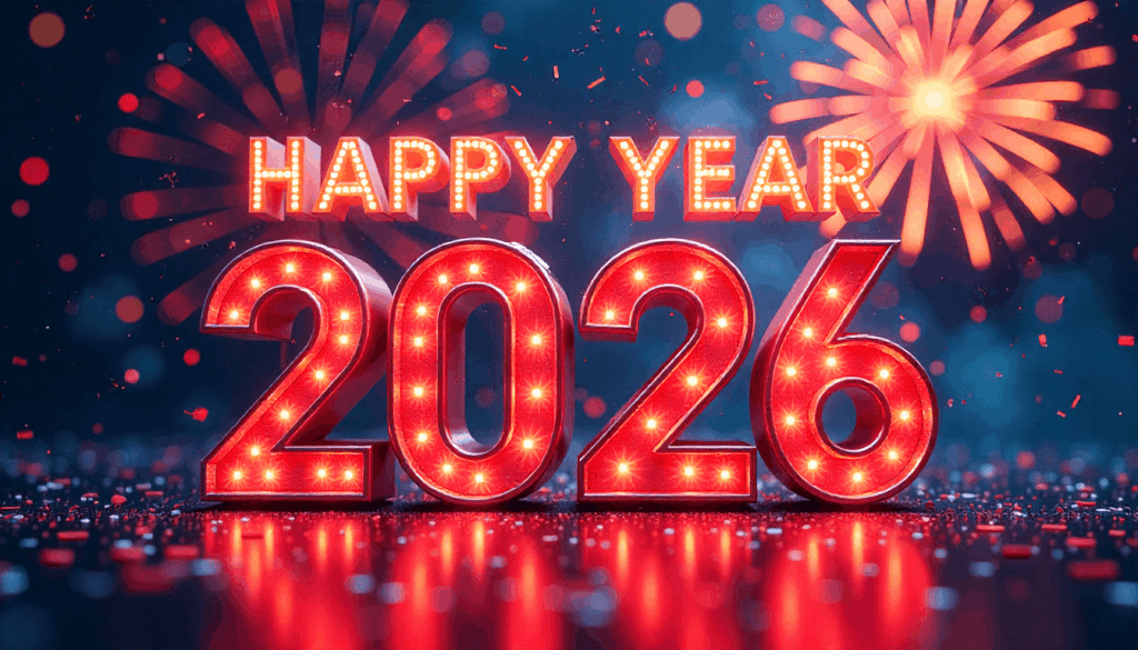 new year wishes typography scene