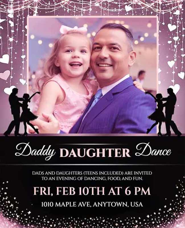 Daddy-Daughter Dance Event Flyer Style with Charming and Elegant Design 