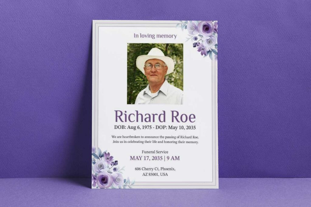 Obituary Announcement Flyer Template
