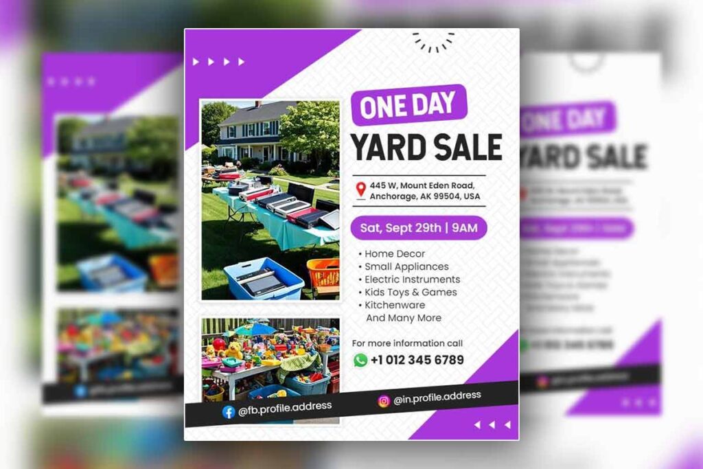 One Day Yard Sale Event Flyer Template