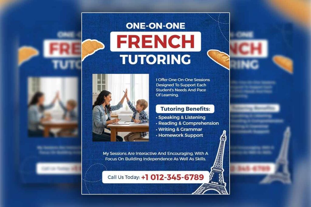 One-on-One French Tutoring Services Flyer Template