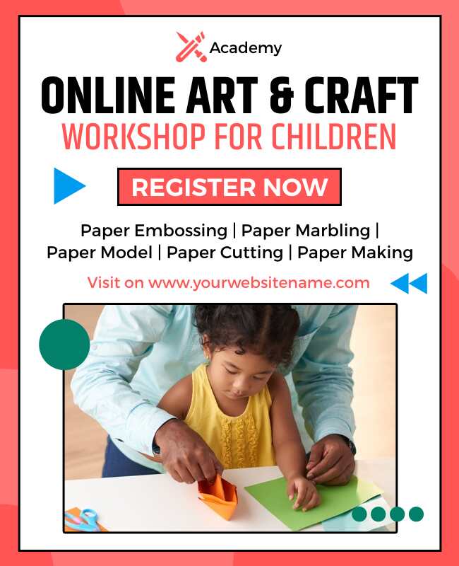 Online Children's Art and Craft Workshop Flyer Template