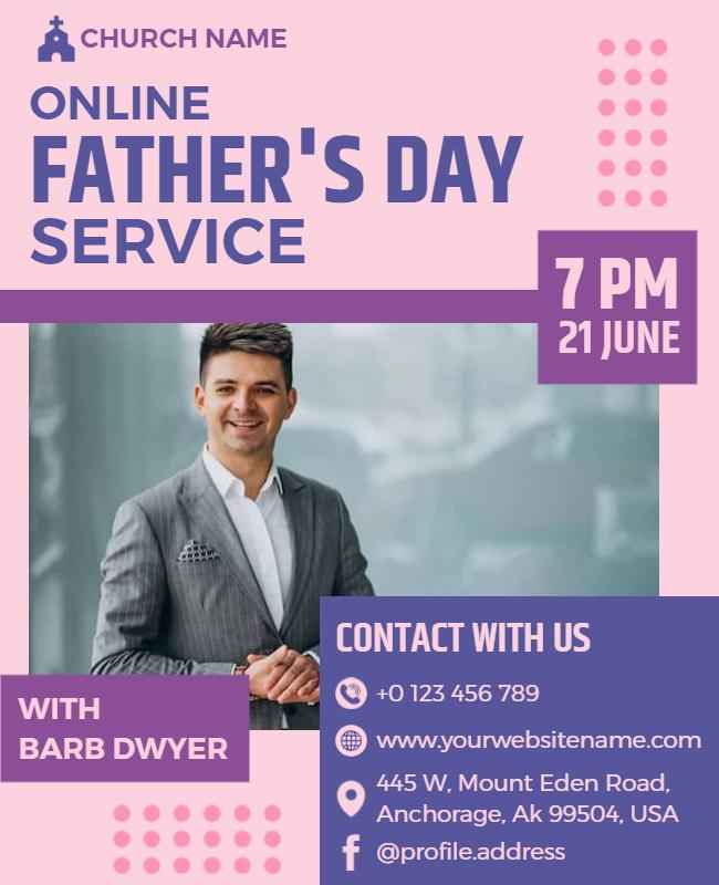 Online Church Service Father's Day Flyer Template