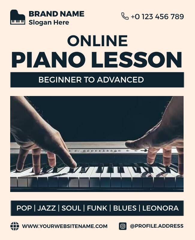 Online Piano Lessons Flyer Template