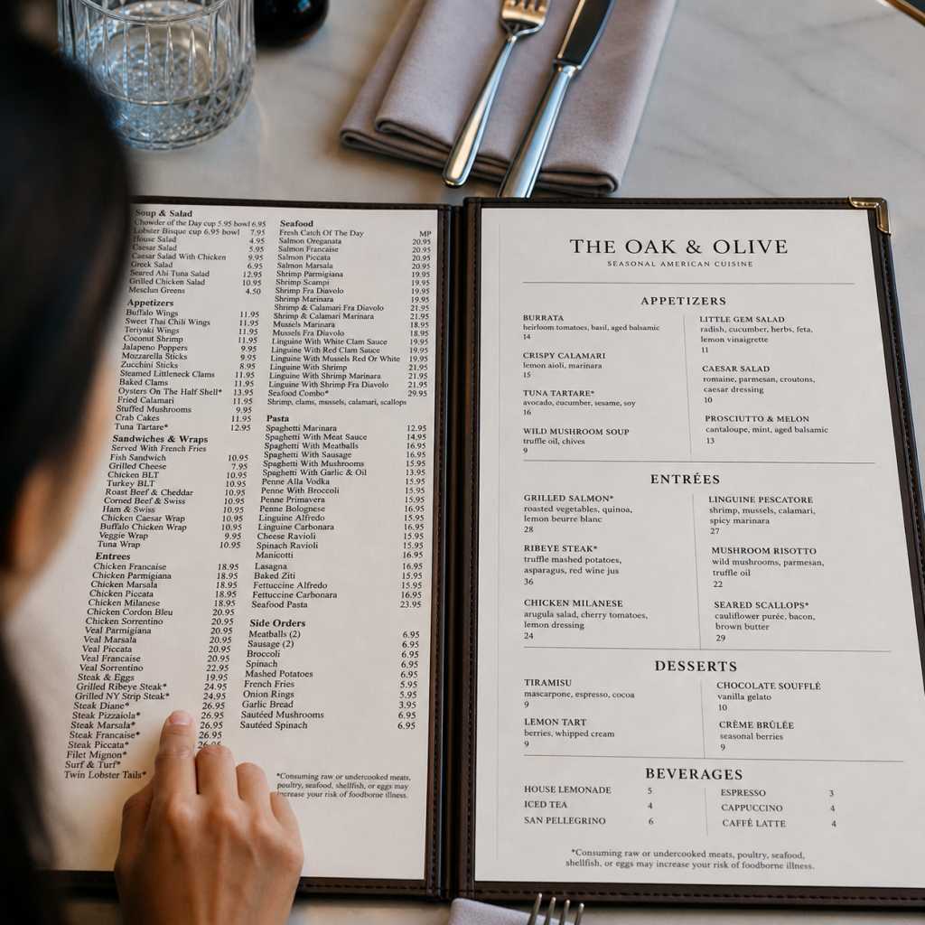 optimize menu layout for readability and flow