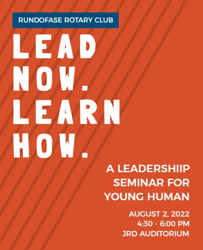 Simple Orange Background  Leadership and Motivation Seminar Flyer