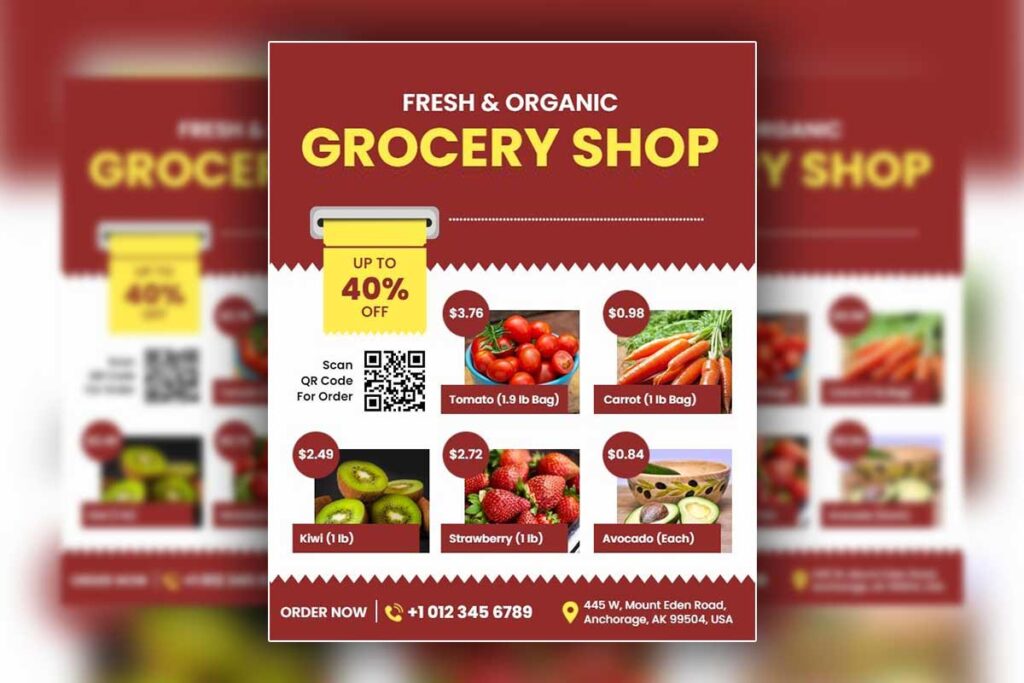 Organic Grocery Discount Promotion Flyer Template