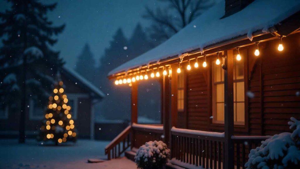 Outdoor House Eaves Lights Background
