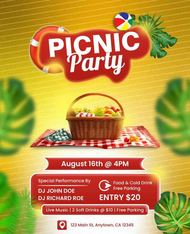 Outdoor Summer Picnic Party Flyer Template