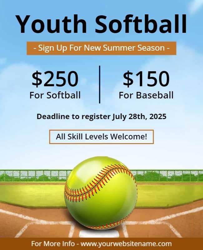 Pattens Blue and Oregon Youth Softball Flyer 