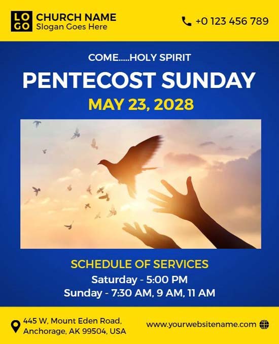 Pentecost Sunday Church Service Flyer With Spiritual Celebration with Vibrant Design