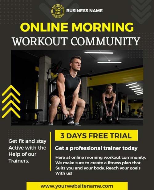 Personal Trainer Workout Community Flyer With Engaging Design and Fitness Program Details