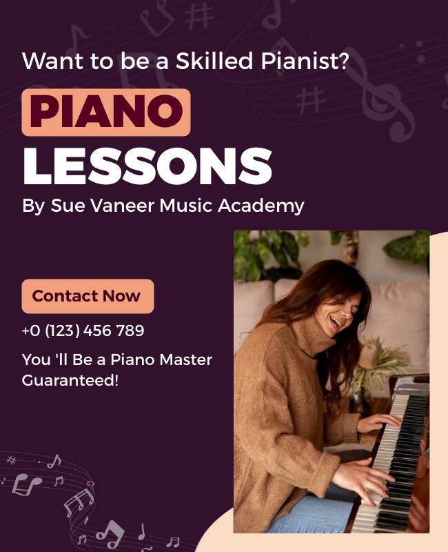 Piano Lessons Music Academy Advertisement Flyer Template