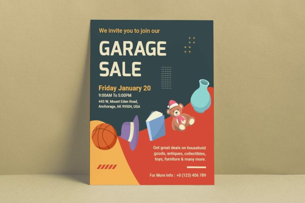 Playful Colorful Garage Sale Event Flyer Template