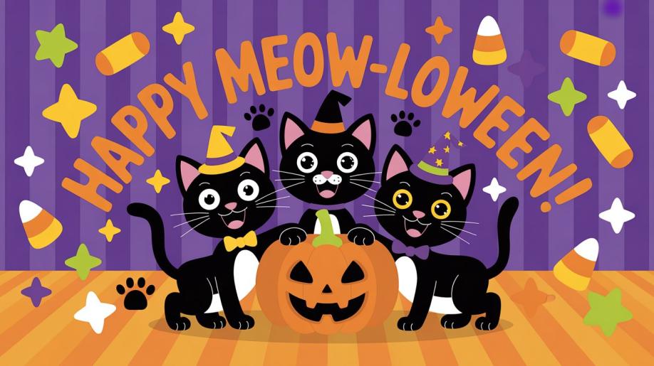 playfull cartoon black cat