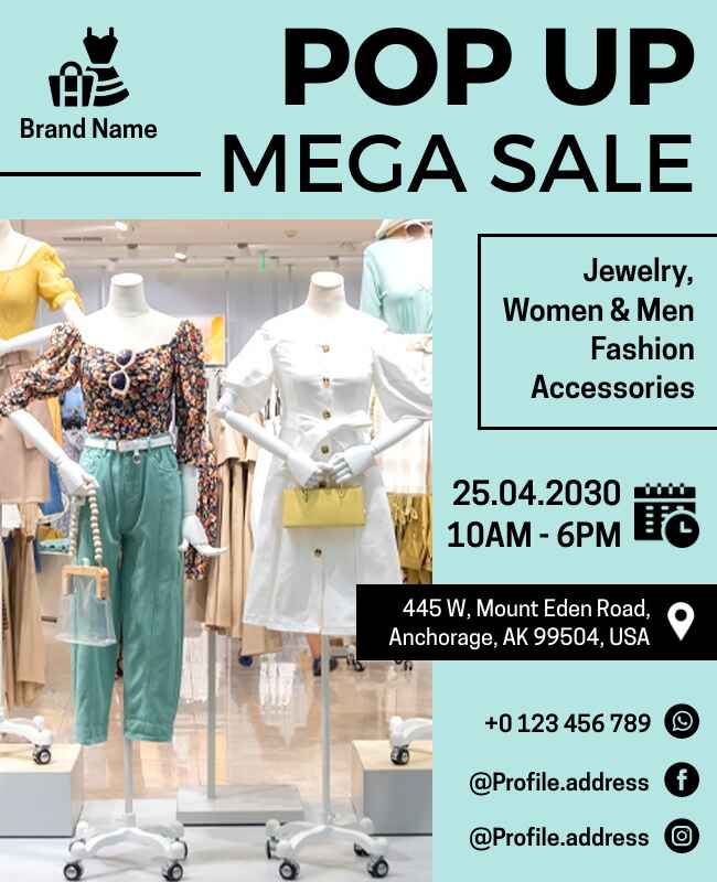 Pop-Up Fashion Mega Sale Flyer Template