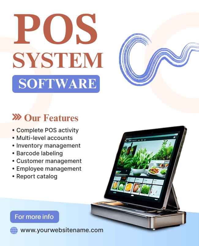 White Background POS System Software Flyer Template