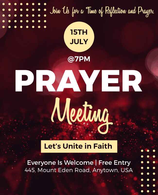 Simple and inviting flyer for prayer gatherings.