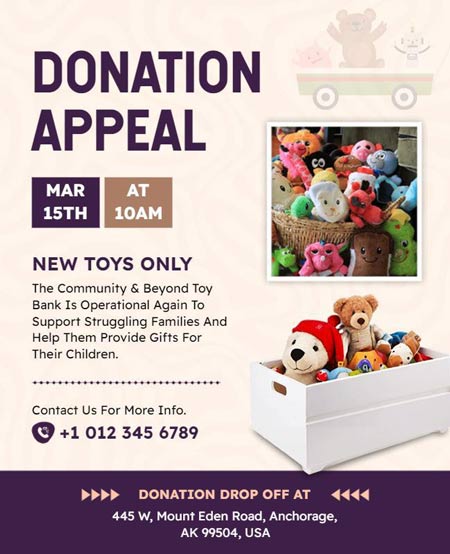 Printed Toy Donation Appeal for Families Flyer