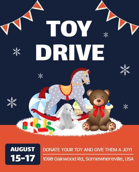 Blue Printed Toy Drive Flyer