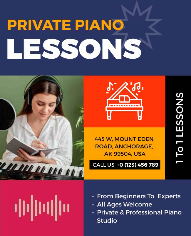 Private Piano Lessons Promotional Flyer Template