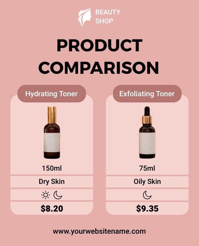 Side-by-side comparison of product flyers highlighting unique features