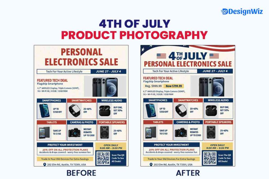 product photography for 4th of july promotional flyer