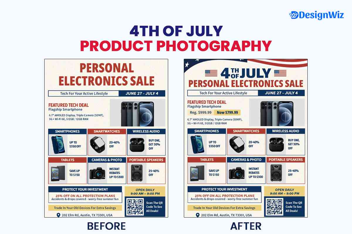 product photography for 4th of july promotional flyer