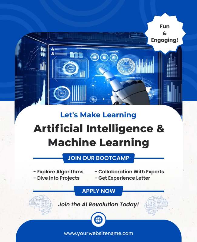 Flyer highlighting machine learning concepts and applications in technology