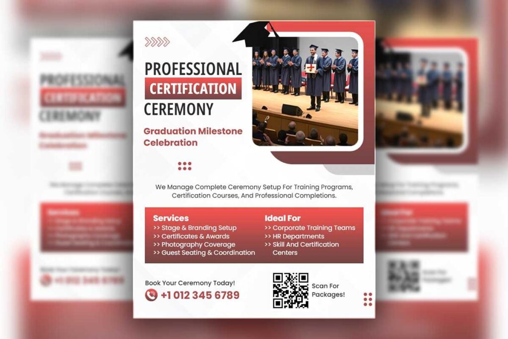 Professional Ceremony Setup for Graduation Celebration Flyer Template