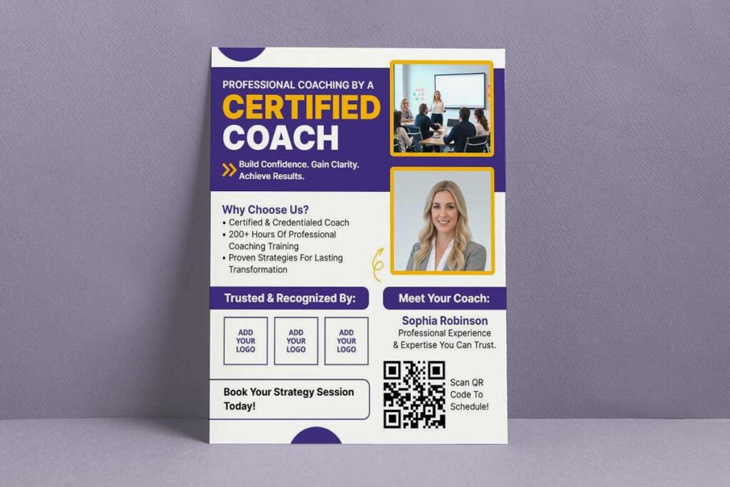 Professional Coaching Certified Coach Expertise Flyer Template
