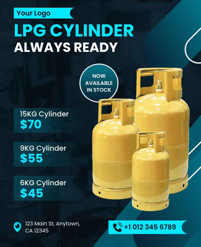 Gas cylinder offer flyer with vibrant colors and clear messaging.